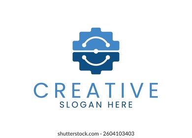 Modern blue tech logo design featuring a happy smile. Perfect for a tech startup or innovative