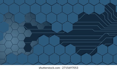 Fondo abstracto de tecnología azul moderno con Formas hexagonales y líneas de circuitos digitales ideal para presentaciones de ciberseguridad de marca futurista Sitios web Anuncios y diseños de tecnología