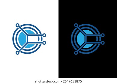 Modern Blue Technology Circuit Logo