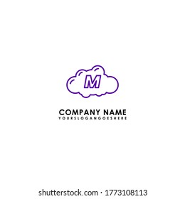 modern blue technology M logotype simple design concept
