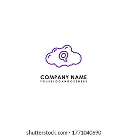 modern blue technology Q logotype simple design concept