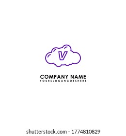 modern blue technology V logotype simple design concept