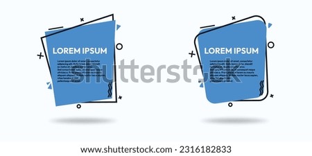Modern blue text banner templates with geometric details, and sharp and round corners types. Banner for title and text notice vector templates.