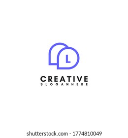 modern blue texting L logo letter creative design concept