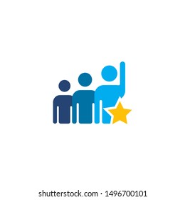 Modern Blue three people logo icon  design template with star flat style isolated on white background. Suitable for business, teamwork, community company