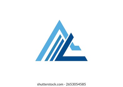 Modern blue triangle logo design. Minimalist geometric design for business financial branding. Vector illustration.