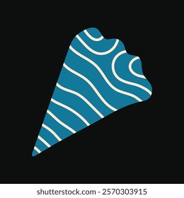 Modern blue triangle shaped seashell flat vector illustration