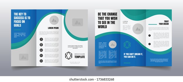 modern blue trifold business brochure template