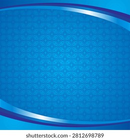 Modern blue vector background featuring traditional Javanese Kawung batik pattern with elegant dynamic curves, perfect for banner, backdrop, poster, or certificate design.