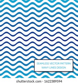 Modern blue vector seamless gradient wavy line pattern