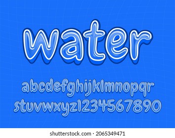 efecto de fuente de texto divertido de agua azul moderno