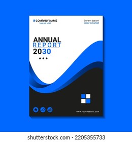 modern blue wave annual report design template