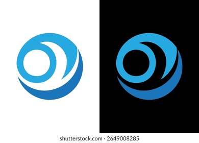 Modern Blue Wave Circular Abstract Logo