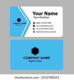 Modern blue wavy business card design