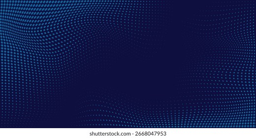 Moderner, blauer, wellenförmiger Halbtonhintergrund. Dot Pop Art Sportart