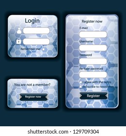 Modern blue web card login form