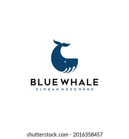 Modern Blue Whale Logo Design Vector