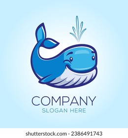 Modern Blue Whale logo vector illustration, underwater animal. For business logos, corporate identity, branding, and creative design with an ecological concept, the beauty of sea animals.