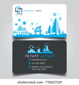 Modern Blue White Black Theme of creative business card and name card with horizontal curve corner template for vector design layout standard of size.