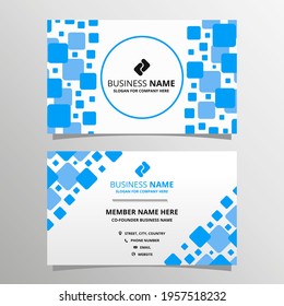 Modern Blue and White Business Card Template With Blue Squares