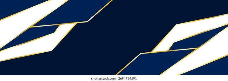 Fondo geométrico azul y blanco moderno con línea dorada. Anuncio Abstractas de Negocios. Ilustración vectorial. Fondo de pantalla