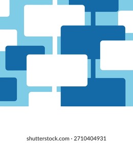 Modern blue and white geometric vector pattern background featuring overlapping rounded rectangles, perfect for digital designs, isolated on white background.