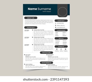 Modern blue white resume design