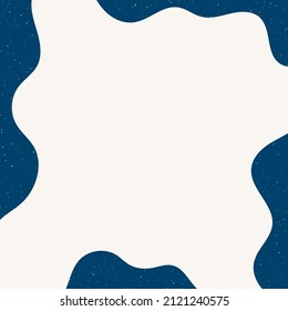 modern blue and white square background with organic navy waves abstract border vector illustration