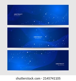 Modern blue wide banner background, web banners template set with text space. Social media cover business template. Vector abstract design banner web template set