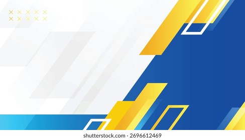 Moderner blaugelber Hintergrund. Vektorabstrakte Hintergrundtechnologie futuristische Grafik, mit Textbereich für Poster, Banner, Folie, Cover, Präsentation.