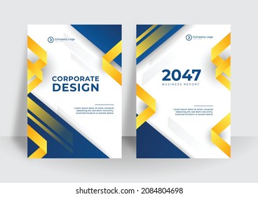 Modern blue yellow business corporate cover design background. Blue digital contemporary covers, templates, posters, brochures, banners, flyers. Abstract minimal futuristic technology design