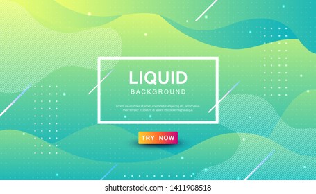 Modern blue and yellow dynamic background. Geometric fluid with halftone shape composition. 