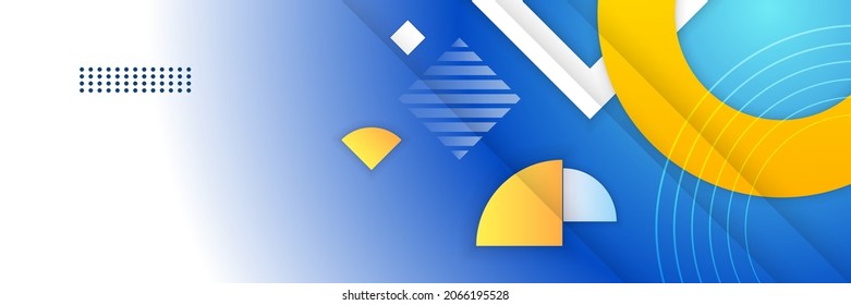 Modern blue yellow geometric banner background. Abstract background with dynamic effect. Modern professional blue vector. Abstract Technology business background with lines and geometric shapes