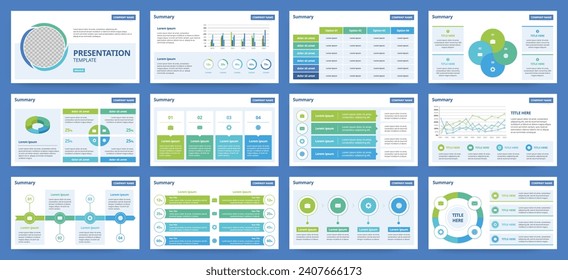 Modern Blue and Yellow Green Startup Pitch Deck and Campaign Deck Presentation Template with Infographics. Creative educational presentation template with infographic slides and minimal pastel design.