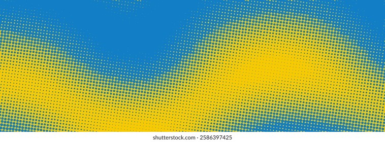 Modern blue and yellow pop art background with halftone dots in comic style, vector illustration EPS10