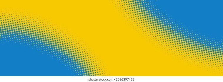 Modern blue and yellow pop art background with halftone dots design in comic style, vector illustration EPS10