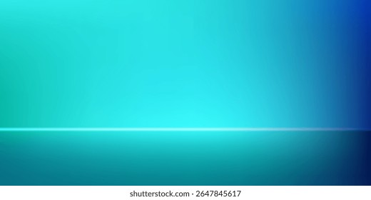 Moderno quarto de estúdio gradiente azul-verde, padrão de fundo abstrato, paredes e chão refletem luzes de néon abstrato moderno simples