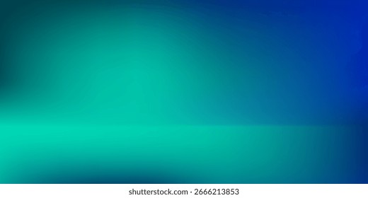 Moderna habitación de estudio degradado azul-verde, patrón de fondo abstracto, paredes y piso reflejan luces de neón, tonos oscuros simple abstracto moderno