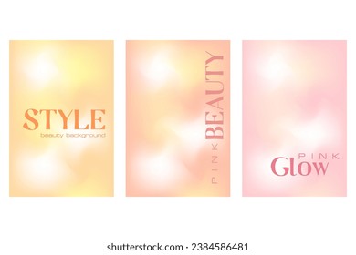 Modern blurred gradient background, glowing nude wallpaper in yellow, peach, pink color for cosmetic products, elegant romantic style. Perfect for presentations, card design, flyers, posters.
