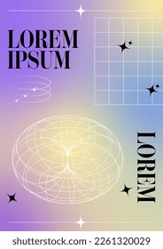 Modern blurred gradient poster in trendy 90s, 00s psychedelic style with geometric shapes. Y2K aesthetic. Poster template for social media posts, digital marketing, sales promotion.