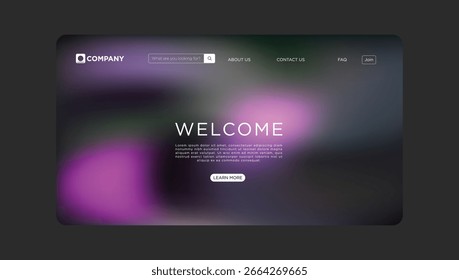 Design de site embaçado moderno com mensagem de boas-vindas convidativa e barra de navegação fácil para empresas