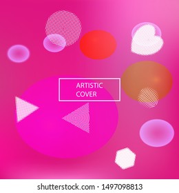 Modern blurry smooth background. Clean backdrop with colored bubbles and white shapes. Vector illustration art. Pink fluid colorful figures for poster, presentation and banner.