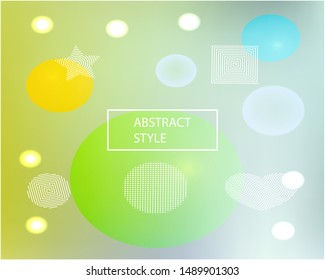 Modern blurry smooth background. Commercial backdrop with colored bubbles and white shapes. Vector illustration elements. Green fluid colorful figures for poster, presentation and banner.