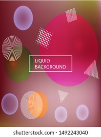 Modern blurry smooth background. Minimal backdrop with colored bubbles and white shapes. Vector illustration layout. Pink fluid colorful figures for poster, presentation and banner.