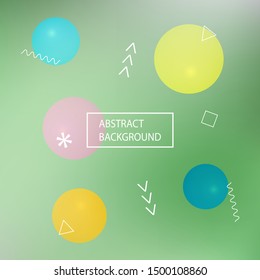 Modern blurry smooth background. Original backdrop with colored bubbles and white shapes. Vector illustration flyer. Green fluid colorful figures for poster, presentation and banner.