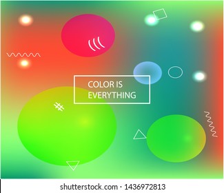 Modern blurry smooth background. Vector illustration flyer. Commercial backdrop with bright rainbow colors. Green fluid colorful shapes for poster, presentation and banner.