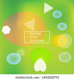 Modern blurry smooth background. Vector illustration art. Light backdrop with colored bubbles and white shapes. Green fluid colorful figures for poster, presentation and banner.