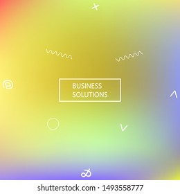 Modern blurry smooth background. Vector illustration texture. Fluid backdrop with colored bubbles and white shapes. Yellow fluid colorful figures for poster, presentation and banner.