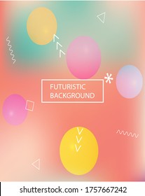 Modern blurry smooth background. Vector illustration vintage. Futuristic backdrop with colored bubbles and white shapes. Yellow fluid colorful figures for poster, presentation and banner.