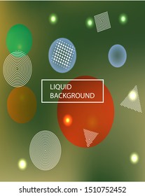 Modern blurry smooth background. Vibrant backdrop with colored bubbles and white shapes. Vector illustration pastel. Green fluid colorful figures for poster, presentation and banner.
